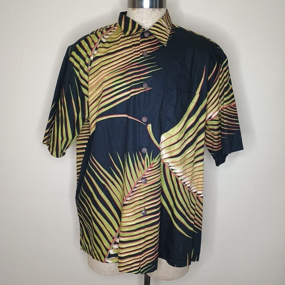 Kahala Shirt Mens 2XL Hawaiian Aloha Short Sleeve Black Tropical Floral Made USA